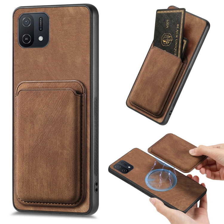 For OPPO A16K Retro Leather Card Bag Magnetic Phone Case(Brown) - OPPO Cases by PMC Jewellery | Online Shopping South Africa | PMC Jewellery | Buy Now Pay Later Mobicred