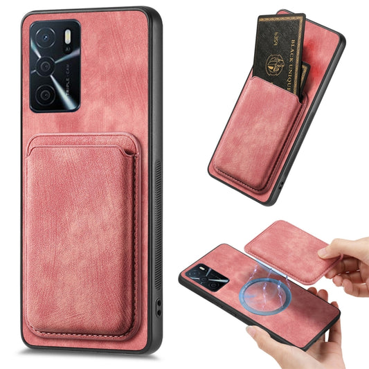 For OPPO A16 Retro Leather Card Bag Magnetic Phone Case(Pink) - OPPO Cases by PMC Jewellery | Online Shopping South Africa | PMC Jewellery | Buy Now Pay Later Mobicred