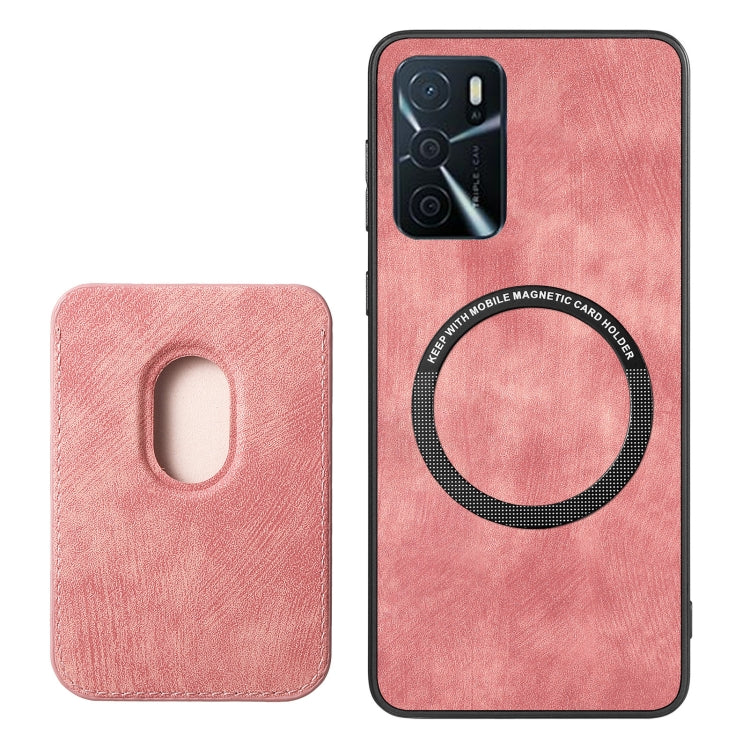 For OPPO A16 Retro Leather Card Bag Magnetic Phone Case(Pink) - OPPO Cases by PMC TechLife | Online Shopping South Africa | PMC TechLife | Buy Now Pay Later Mobicred