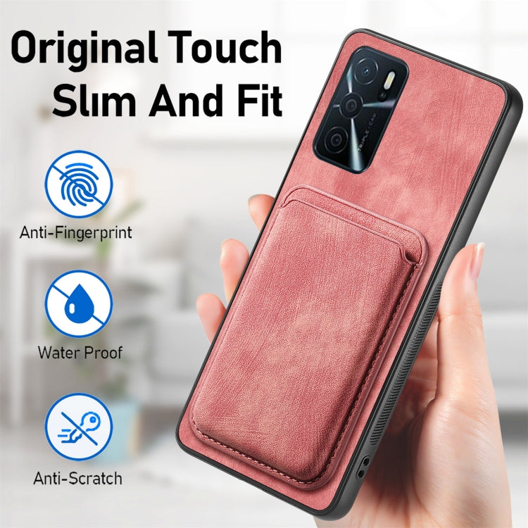 For OPPO A16 Retro Leather Card Bag Magnetic Phone Case(Pink) - OPPO Cases by PMC TechLife | Online Shopping South Africa | PMC TechLife | Buy Now Pay Later Mobicred