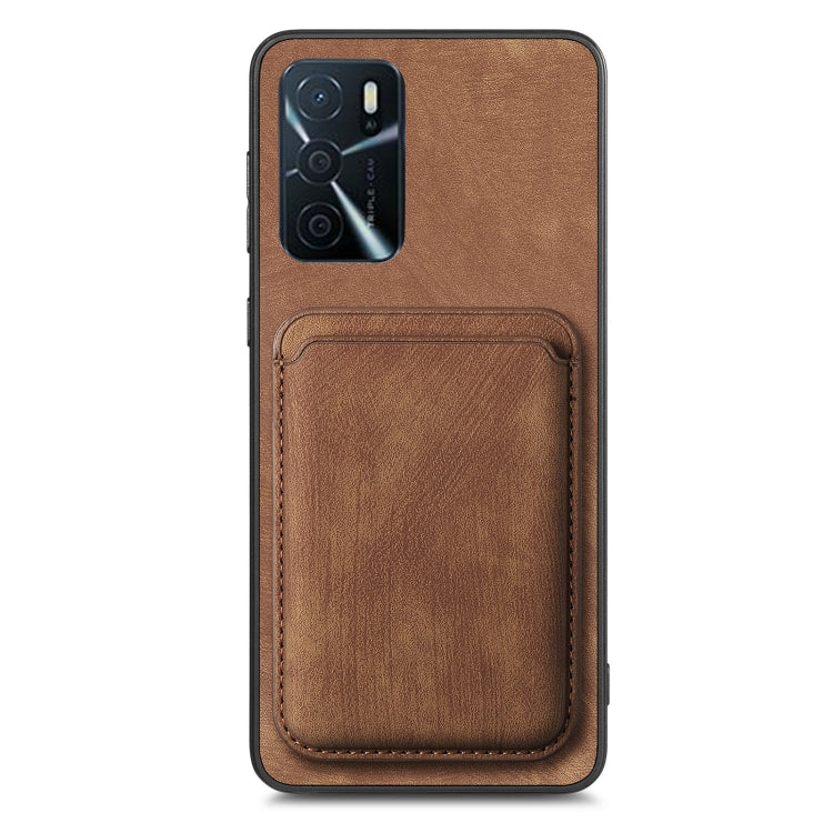 For OPPO Reno6 5G Retro Leather Card Bag Magnetic Phone Case(Brown) - OPPO Cases by PMC Jewellery | Online Shopping South Africa | PMC Jewellery | Buy Now Pay Later Mobicred