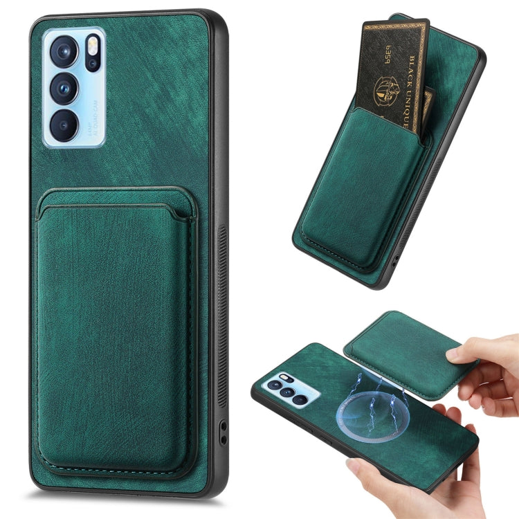 For OPPO Reno6 Pro 5G Retro Leather Card Bag Magnetic Phone Case(Green) - OPPO Cases by PMC Jewellery | Online Shopping South Africa | PMC Jewellery