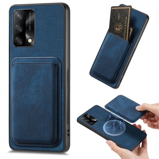 For OPPO F19 Retro Leather Card Bag Magnetic Phone Case(Blue) - OPPO Cases by PMC Jewellery | Online Shopping South Africa | PMC Jewellery | Buy Now Pay Later Mobicred