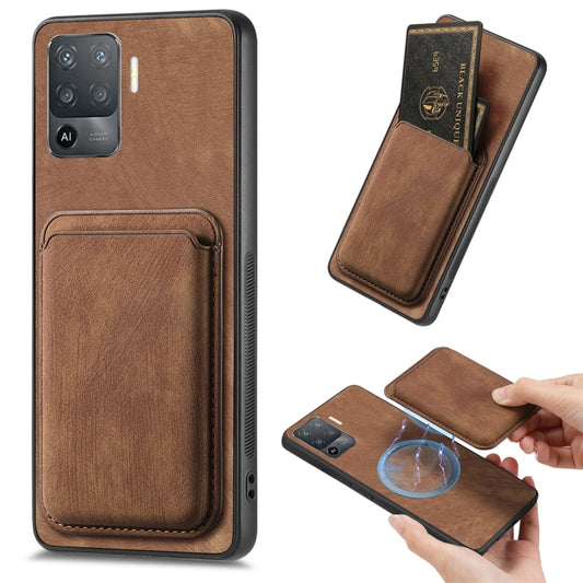 For OPPO F19 Pro Retro Leather Card Bag Magnetic Phone Case(Brown) - OPPO Cases by PMC Jewellery | Online Shopping South Africa | PMC Jewellery | Buy Now Pay Later Mobicred