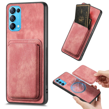 For OPPO Reno5 5G Retro Leather Card Bag Magnetic Phone Case(Pink) - OPPO Cases by PMC Jewellery | Online Shopping South Africa | PMC Jewellery | Buy Now Pay Later Mobicred