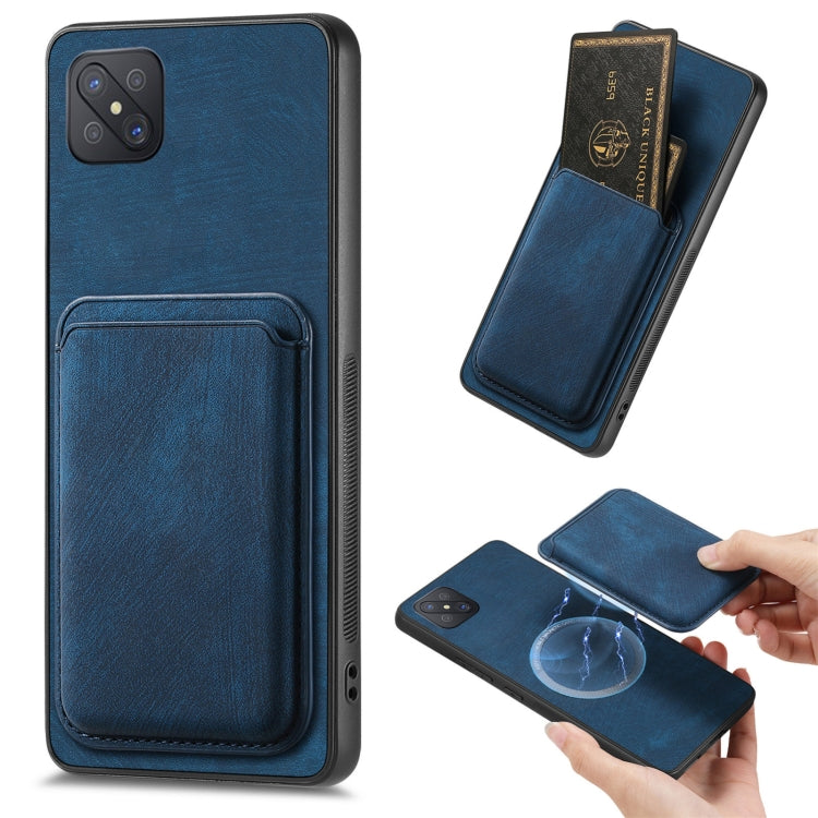 For OPPO A92S Retro Leather Card Bag Magnetic Phone Case(Blue) - OPPO Cases by PMC TechLife | Online Shopping South Africa | PMC TechLife | Buy Now Pay Later Mobicred