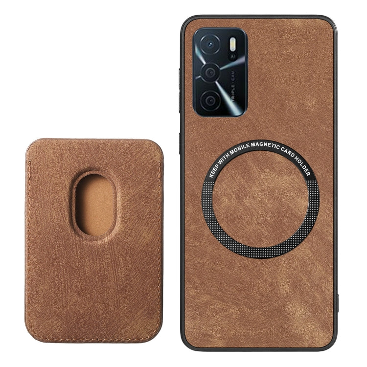 For OPPO A5 Retro Leather Card Bag Magnetic Phone Case(Brown) - OPPO Cases by PMC TechLife | Online Shopping South Africa | PMC TechLife | Buy Now Pay Later Mobicred