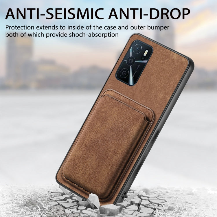 For OPPO A5 Retro Leather Card Bag Magnetic Phone Case(Brown) - OPPO Cases by PMC TechLife | Online Shopping South Africa | PMC TechLife | Buy Now Pay Later Mobicred