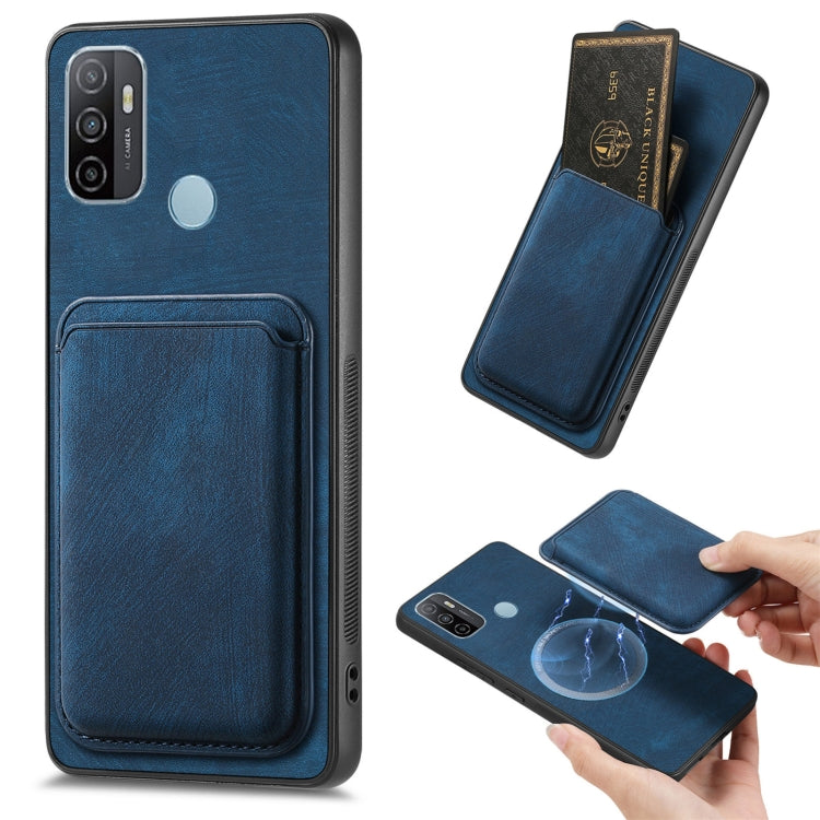 For OPPO A53 / A53S Retro Leather Card Bag Magnetic Phone Case(Blue) - OPPO Cases by PMC Jewellery | Online Shopping South Africa | PMC Jewellery | Buy Now Pay Later Mobicred