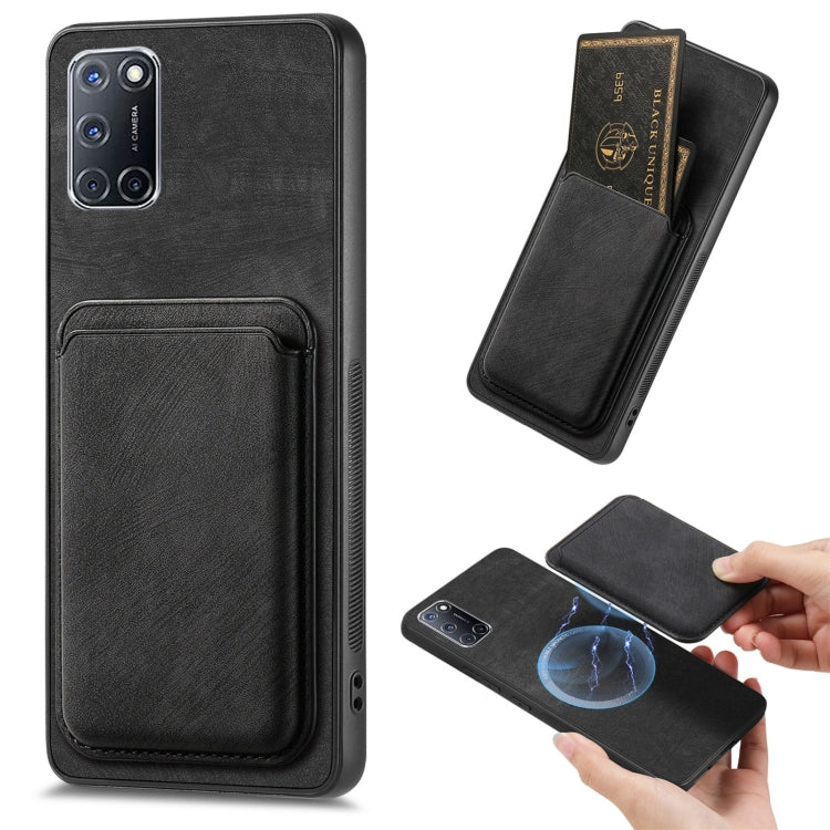 For OPPO A52 / A72/ A92 Retro Leather Card Bag Magnetic Phone Case(Black) - OPPO Cases by PMC Jewellery | Online Shopping South Africa | PMC Jewellery | Buy Now Pay Later Mobicred