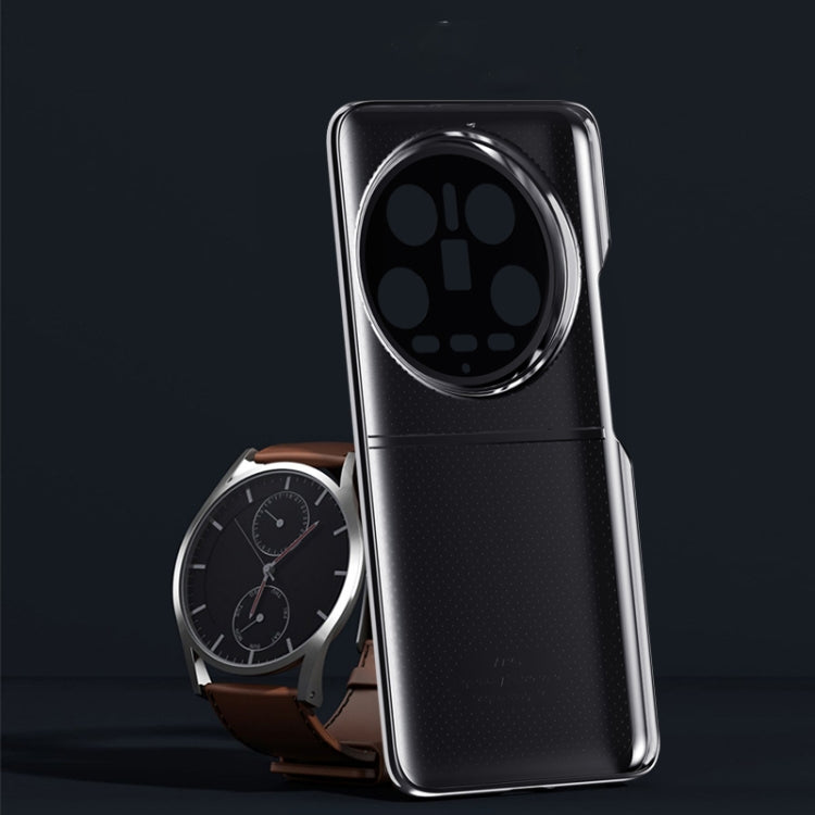 For Xiaomi 14 Ultra Electroplating Plain-leather All-inclusive Shockproof Phone Case(Black) - 14 Ultra Cases by PMC TechLife | Online Shopping South Africa | PMC TechLife