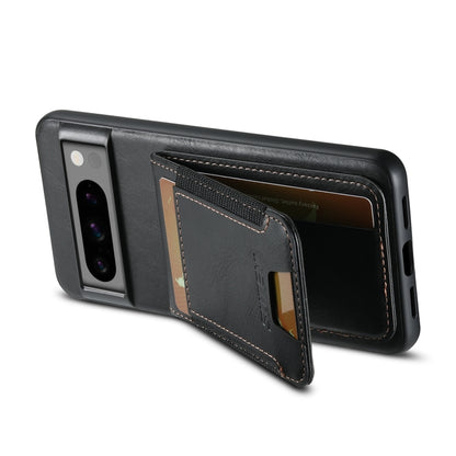 For Google Pixel 8a Suteni H03 Oil Wax Leather Wallet Stand Back Phone Case(Black) - Google Cases by Suteni | Online Shopping South Africa | PMC Jewellery | Buy Now Pay Later Mobicred