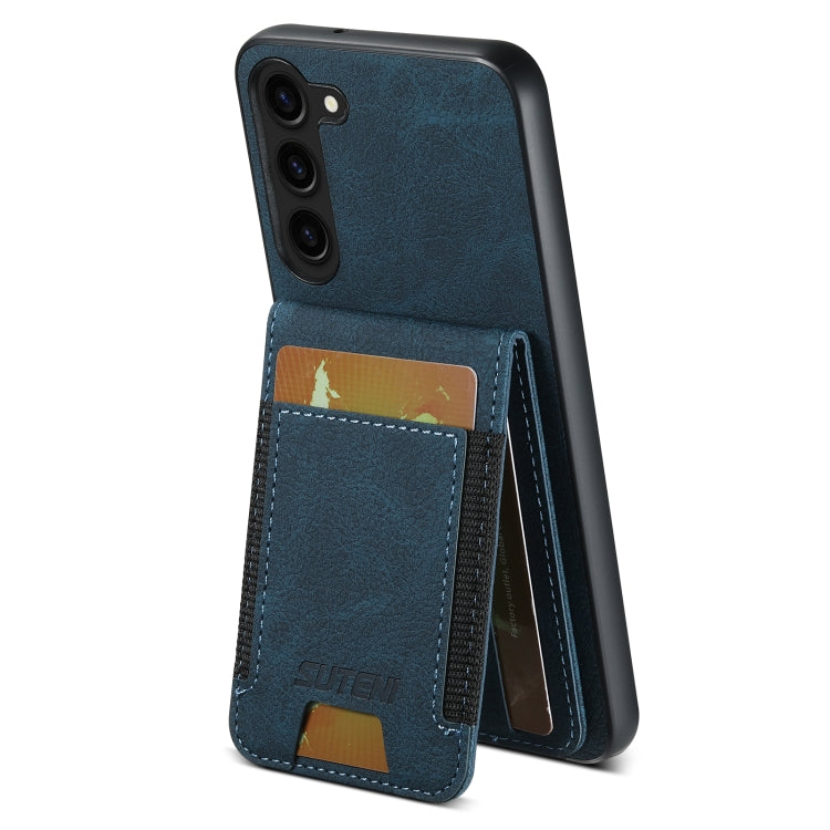 For Samsuny Galaxy S24+ 5G Suteni H03 Litchi Leather Card Bag Stand Back Phone Case(Blue) - Galaxy S24+ 5G Cases by Suteni | Online Shopping South Africa | PMC Jewellery | Buy Now Pay Later Mobicred