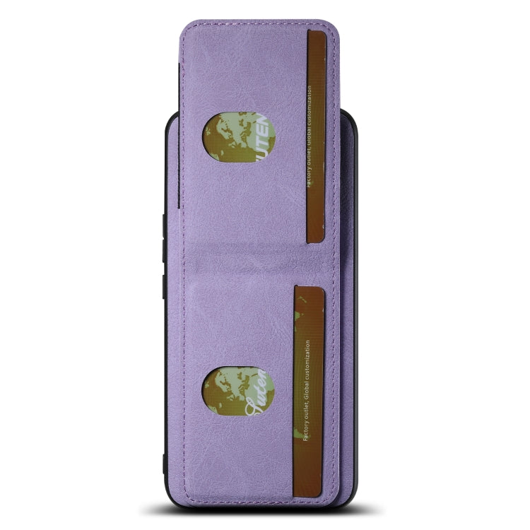 For Honor Magic6 Pro Suteni H03 Litchi Leather Card Bag Stand Back Phone Case(Purple) - Honor Cases by Suteni | Online Shopping South Africa | PMC Jewellery | Buy Now Pay Later Mobicred