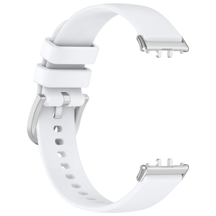 For Samsung Galaxy Fit 3 SM-R390 Metal Connector Liquid Glossy Silicone Watch Band(White) - Watch Bands by PMC Jewellery | Online Shopping South Africa | PMC Jewellery