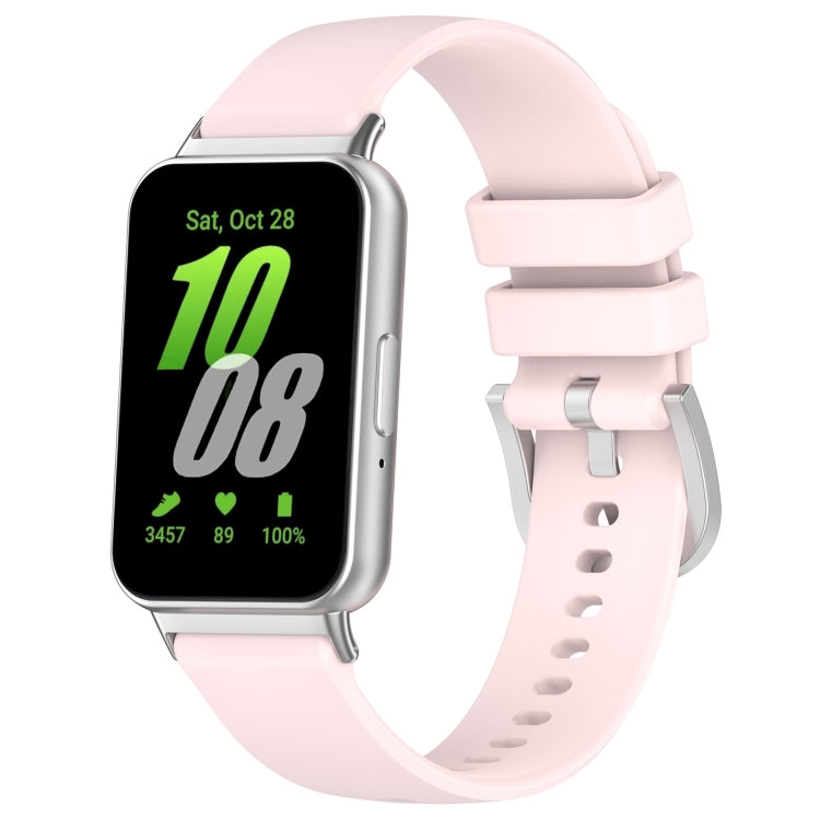 For Samsung Galaxy Fit 3 SM-R390 Metal Connector Liquid Glossy Silicone Watch Band(Light Pink) - Watch Bands by PMC Jewellery | Online Shopping South Africa | PMC Jewellery