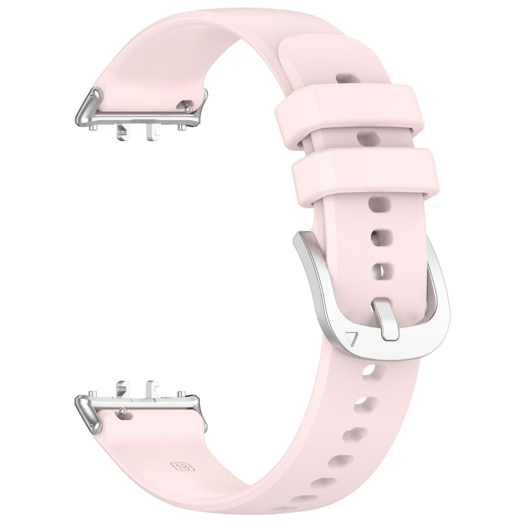 For Samsung Galaxy Fit 3 SM-R390 Metal Connector Liquid Glossy Silicone Watch Band(Light Pink) - Watch Bands by PMC Jewellery | Online Shopping South Africa | PMC Jewellery