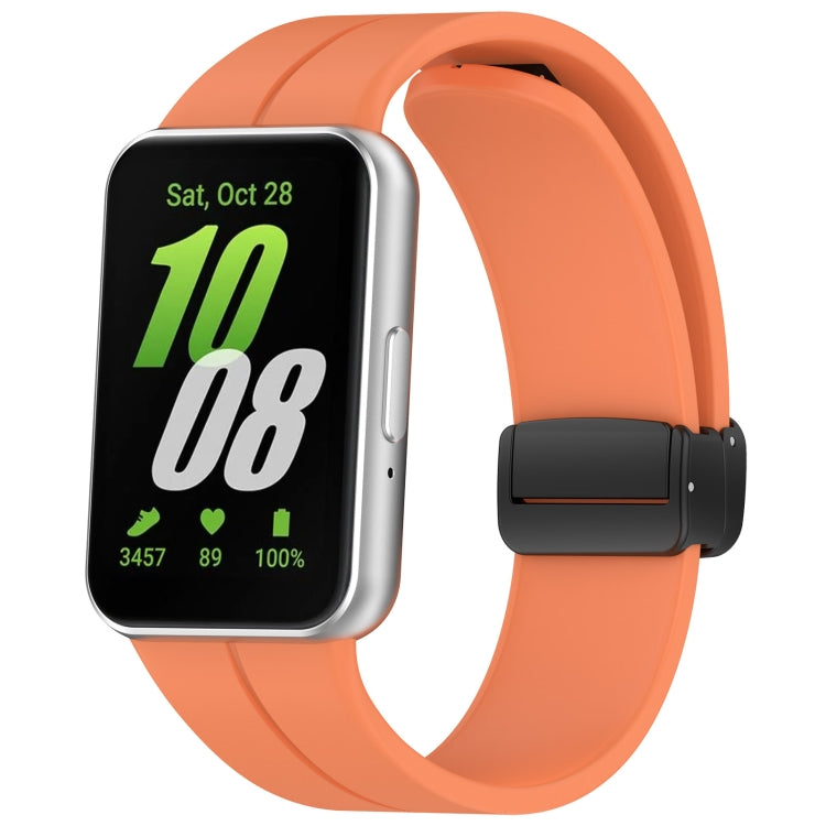 For Samsung Galaxy Fit 3 SM-R390 Magnetic Folding Buckle Silicone Watch Band(Orange) - Watch Bands by PMC Jewellery | Online Shopping South Africa | PMC Jewellery