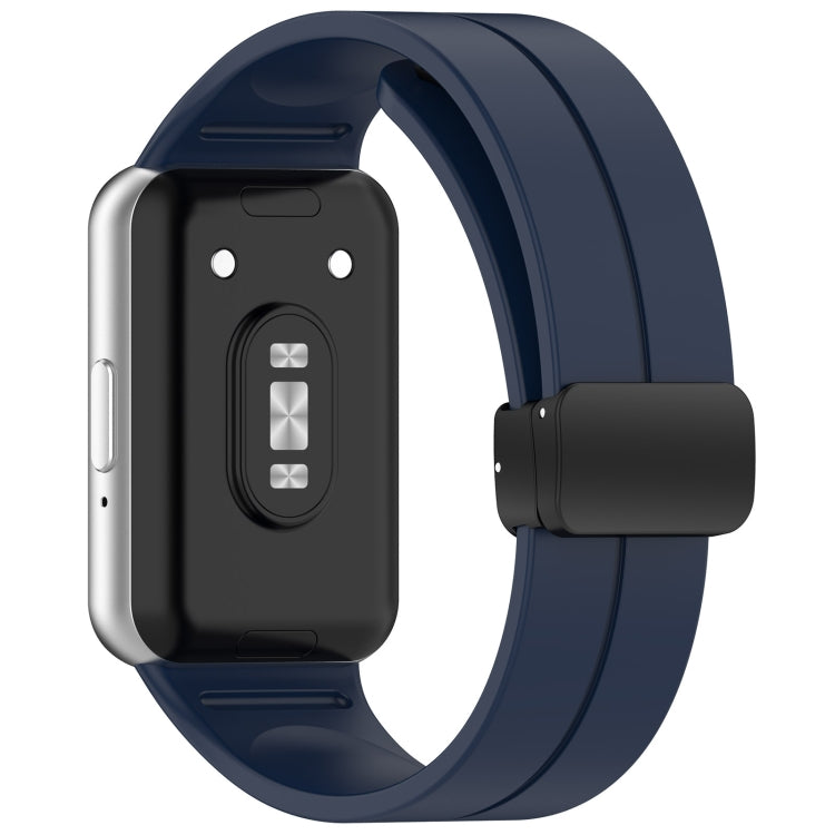 For Samsung Galaxy Fit 3 SM-R390 Magnetic Folding Buckle Silicone Watch Band(Midnight Blue) - Watch Bands by PMC Jewellery | Online Shopping South Africa | PMC Jewellery