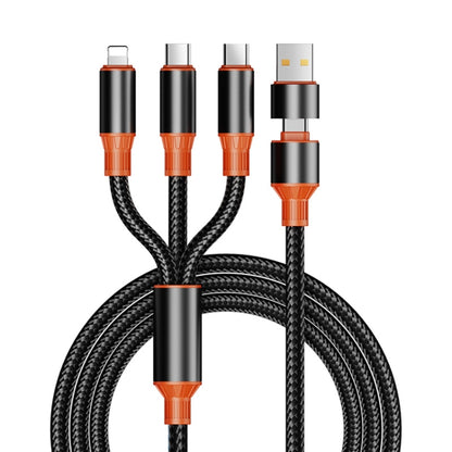 ENKAY 6-in-1 5A USB + Type-C to Type-C / 8 Pin / Micro USB Multifunction Fast Charging Cable, Length:1.2m(Black Orange) - Multifunction Cable by ENKAY | Online Shopping South Africa | PMC Jewellery | Buy Now Pay Later Mobicred