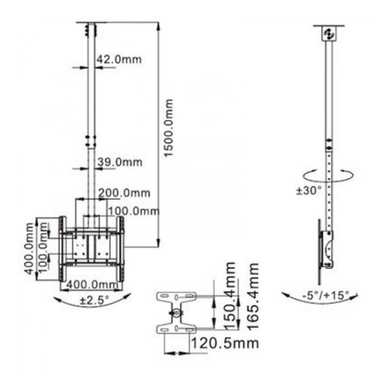 NB T560-15 Telescopic TV Hanger 32-65 inch LCD Television Ceiling Bracket - TV Brackets & Mounts by PMC TechLife | Online Shopping South Africa | PMC TechLife | Buy Now Pay Later Mobicred