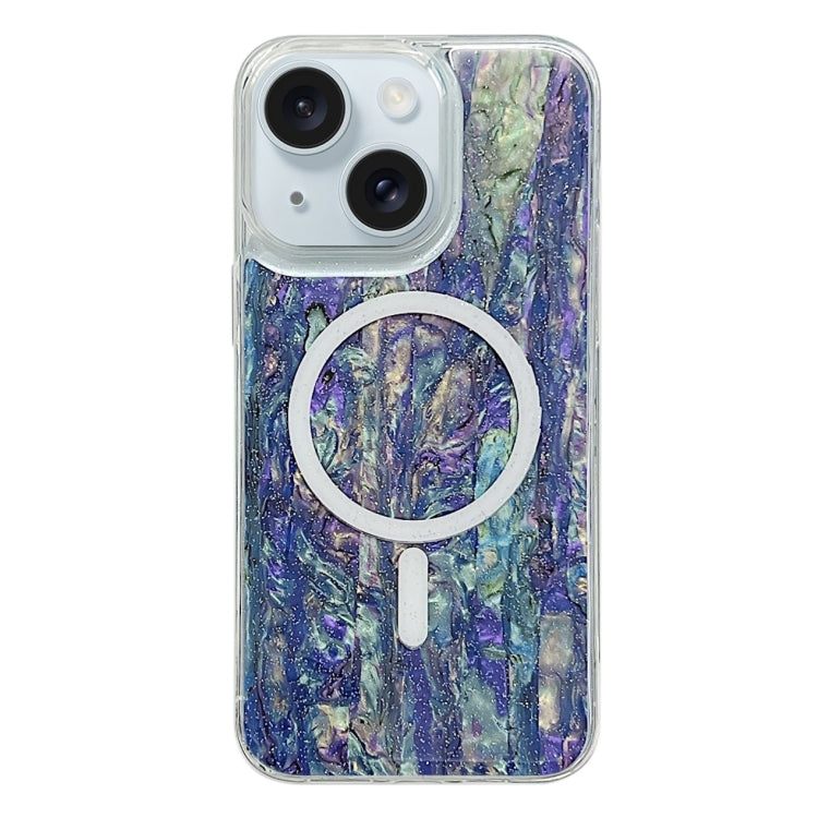 For iPhone 15 Shell Texture Multicolor MagSafe TPU Phone Case(Peacock Blue) - iPhone 15 Cases by PMC TechLife | Online Shopping South Africa | PMC TechLife