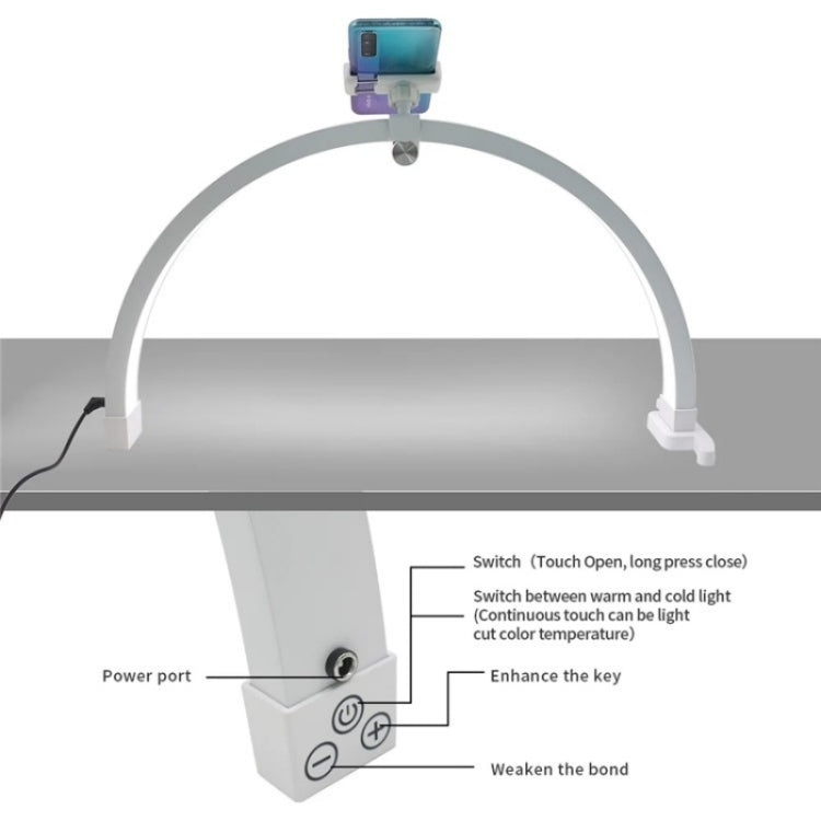 M12X Foldable LED Half Moon Lamp Touch Control Nail Art Lamp, Length: 56cm(EU Plug) - Selfie Light by PMC Jewellery | Online Shopping South Africa | PMC Jewellery | Buy Now Pay Later Mobicred