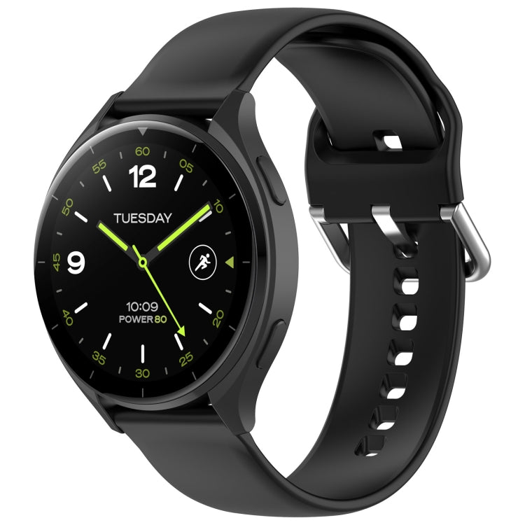 For Xiaomi Watch 2 Solid Color Metal Silver Buckle Silicone Watch Band, Size: L(Black) - free shipping - PMC TechLife - Order now!
