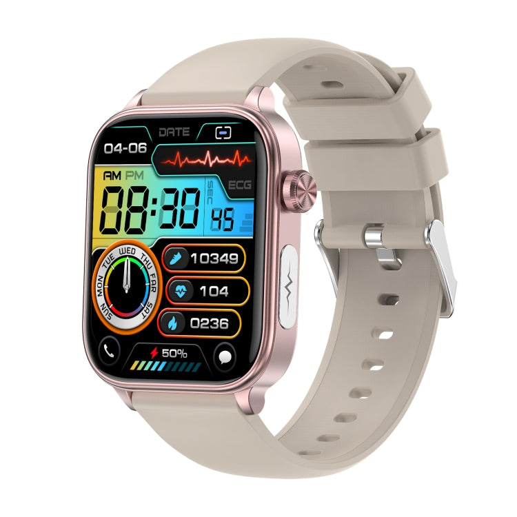 ET570 1.96 inch Color Screen Smart Watch Silicone Strap, Support Bluetooth Call / ECG(Beige) - Smart Watches by PMC TechLife | Online Shopping South Africa | PMC TechLife
