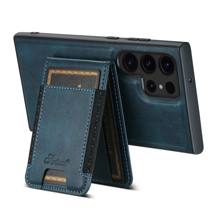 For Samsung Galaxy S24 Ultra 5G Suteni H17 Oil Eax Leather MagSafe Detachable Wallet Phone Case(Blue) - Galaxy S24 Ultra 5G Cases by Suteni | Online Shopping South Africa | PMC Jewellery | Buy Now Pay Later Mobicred