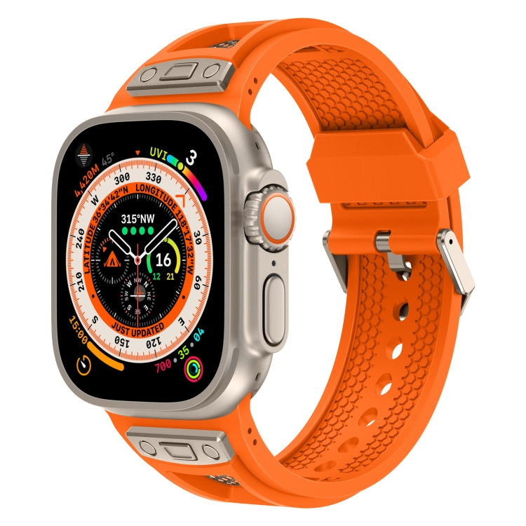 For Apple Watch Ultra 2 49mm Breathable Stainless Steel Mesh TPU Watch Band(Orange Titanium) - Watch Bands by PMC Jewellery | Online Shopping South Africa | PMC Jewellery