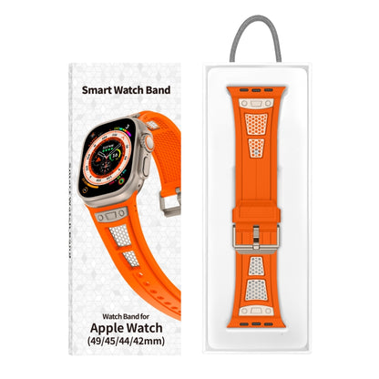 For  Apple Watch Series 9 45mm Breathable Stainless Steel Mesh TPU Watch Band(Orange Titanium) - Watch Bands by PMC Jewellery | Online Shopping South Africa | PMC Jewellery