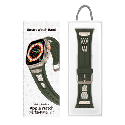 For  Apple Watch Series 9 45mm Breathable Stainless Steel Mesh TPU Watch Band(Green Titanium) - Watch Bands by PMC Jewellery | Online Shopping South Africa | PMC Jewellery