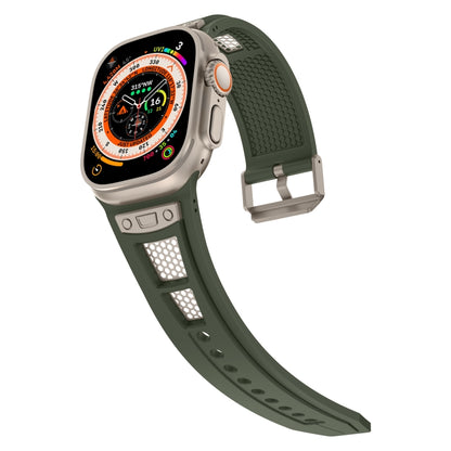 For Apple Watch Ultra 49mm Breathable Stainless Steel Mesh TPU Watch Band(Green Titanium) - Watch Bands by PMC Jewellery | Online Shopping South Africa | PMC Jewellery