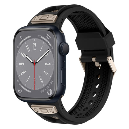 For Apple Watch Series 8 45mm Breathable Stainless Steel Mesh TPU Watch Band(Black Titanium) - Watch Bands by PMC Jewellery | Online Shopping South Africa | PMC Jewellery