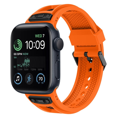 For Apple Watch SE 2022 44mm Breathable Stainless Steel Mesh TPU Watch Band(Orange Black) - Watch Bands by PMC Jewellery | Online Shopping South Africa | PMC Jewellery