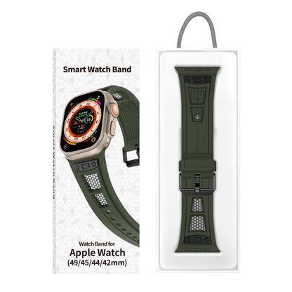 For Apple Watch Series 7 45mm Breathable Stainless Steel Mesh TPU Watch Band(Green Black) - Watch Bands by PMC Jewellery | Online Shopping South Africa | PMC Jewellery