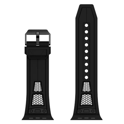 For Apple Watch Series 5 44mm Breathable Stainless Steel Mesh TPU Watch Band(Black Black) - Watch Bands by PMC Jewellery | Online Shopping South Africa | PMC Jewellery