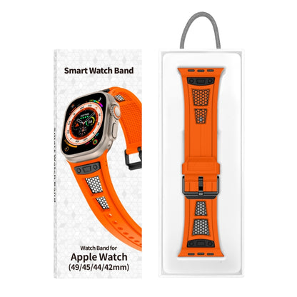 For  Apple Watch Series 4 44mm Breathable Stainless Steel Mesh TPU Watch Band(Orange Black) - Watch Bands by PMC Jewellery | Online Shopping South Africa | PMC Jewellery