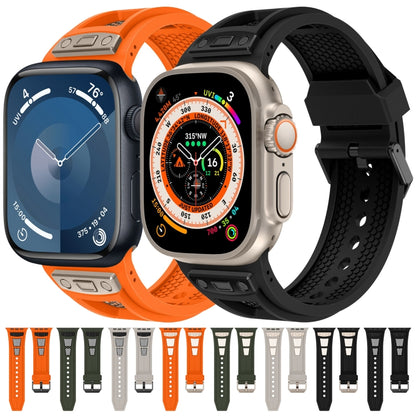 For Apple Watch SE 2023 44mm Breathable Stainless Steel Mesh TPU Watch Band(Orange Black) - Watch Bands by PMC Jewellery | Online Shopping South Africa | PMC Jewellery