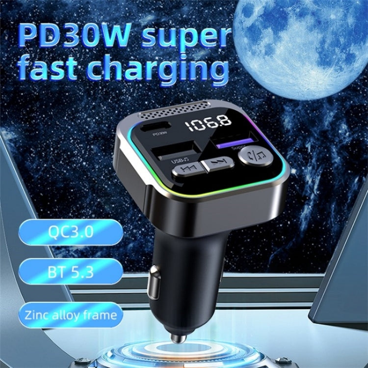 C54 PD 30W Dual USB Car Charger Alloy Car Bluetooth Adapter FM Transmitter MP3 Player - Car Charger by PMC Jewellery | Online Shopping South Africa | PMC Jewellery | Buy Now Pay Later Mobicred