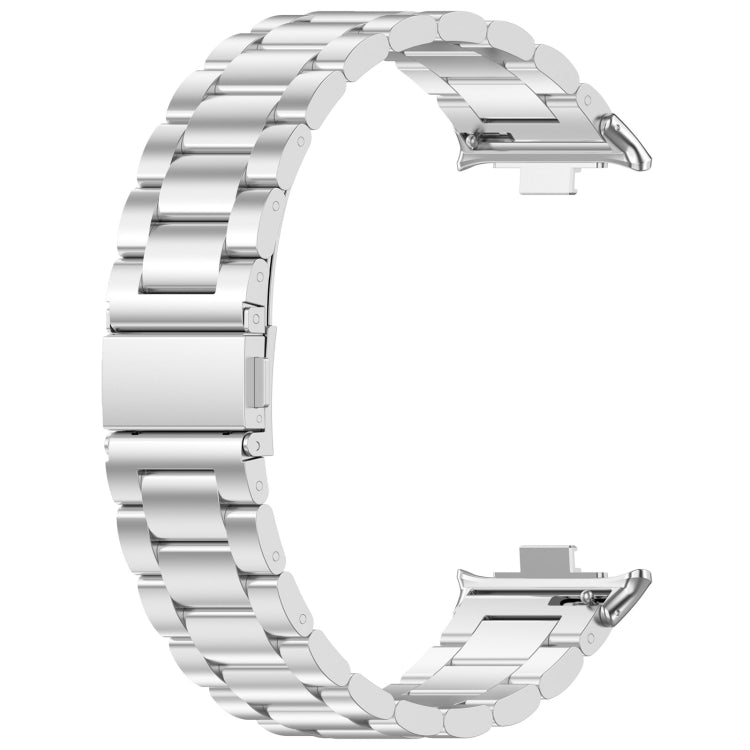 For Redmi Watch 4 Three Bead Stainless Steel Metal Watch Band(Silver) - Watch Bands by PMC Jewellery | Online Shopping South Africa | PMC Jewellery