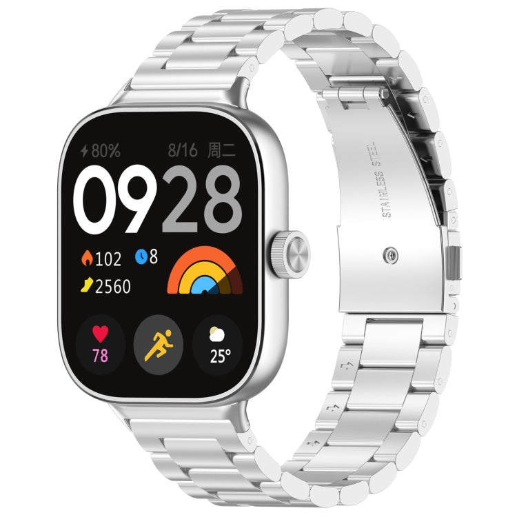 For Xiaomi Mi Band 8 Pro Three Bead Stainless Steel Metal Watch Band(Silver) - Watch Bands by PMC Jewellery | Online Shopping South Africa | PMC Jewellery