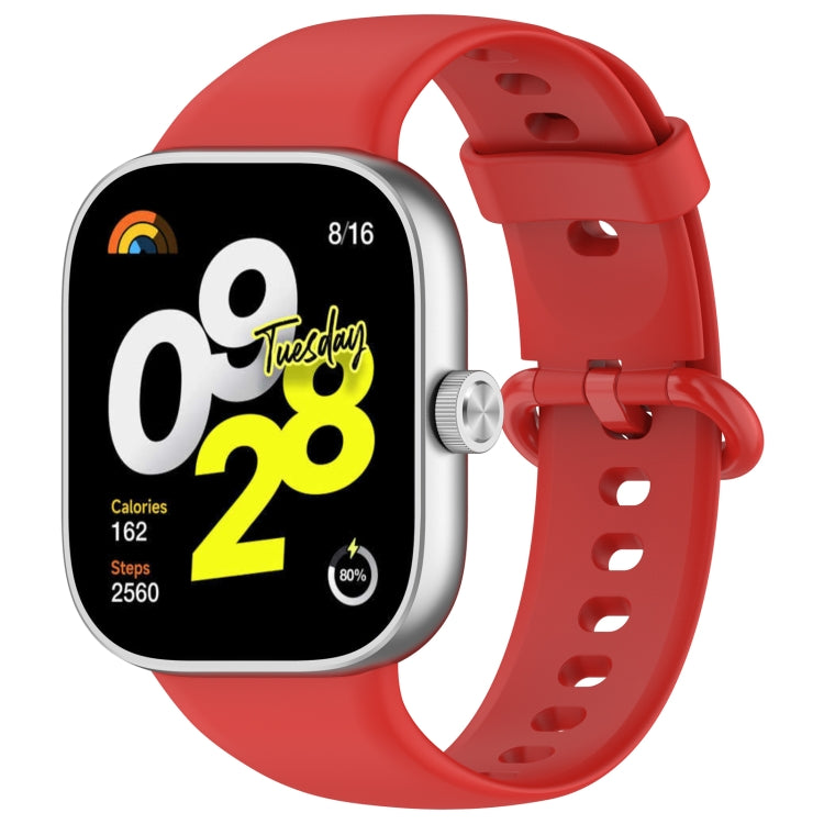 For Redmi Watch 4 Solid Color Colorful Buckle Silicone Watch Band(Red) - Watch Bands by PMC Jewellery | Online Shopping South Africa | PMC Jewellery