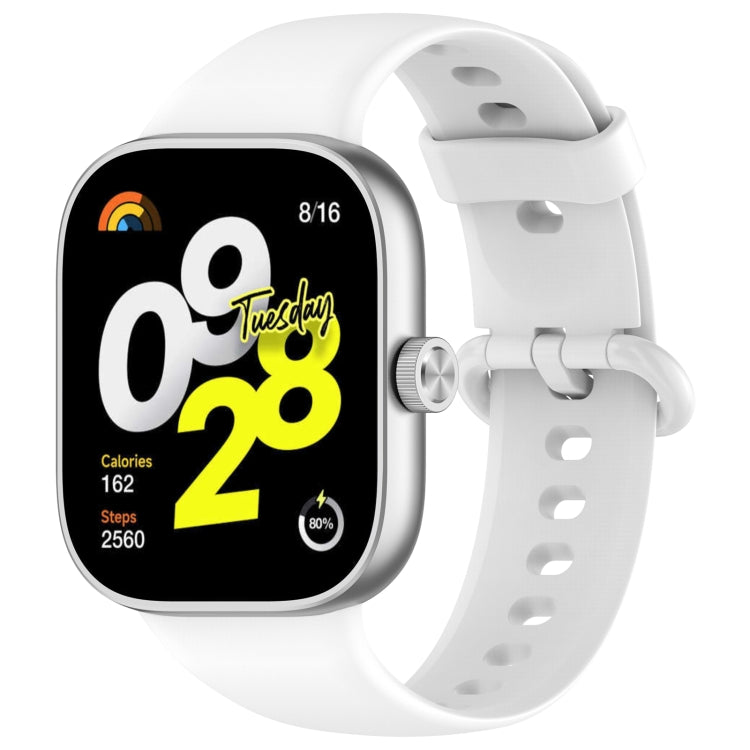 For Redmi Watch 4 Solid Color Colorful Buckle Silicone Watch Band(White) - Watch Bands by PMC Jewellery | Online Shopping South Africa | PMC Jewellery