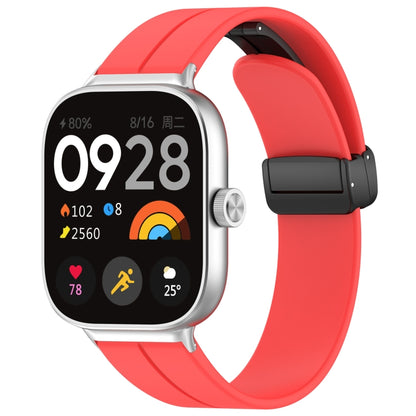 For Redmi Watch 4 Groove Folding Magnetic Buckle Silicone Watch Band(Red) - Watch Bands by PMC Jewellery | Online Shopping South Africa | PMC Jewellery