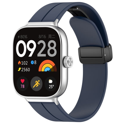 For Redmi Watch 4 Groove Folding Magnetic Buckle Silicone Watch Band(Dark Blue) - Watch Bands by PMC Jewellery | Online Shopping South Africa | PMC Jewellery