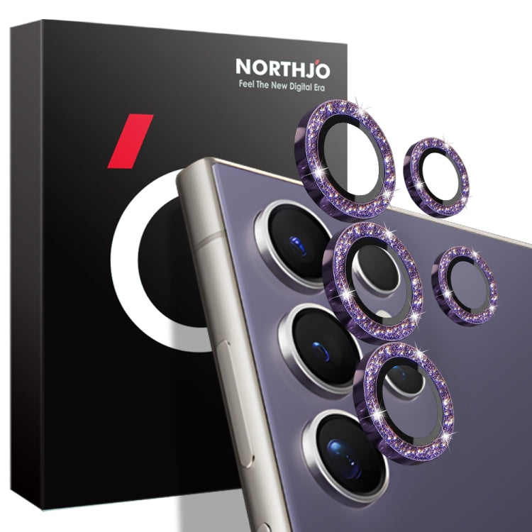 For Samsung Galaxy S24 Ultra 5G NORTHJO Camera Lens Bling Glitter Metal Ring Tempered Glass Film(Purple) - Galaxy S24 Ultra 5G Tempered Glass by NORTHJO | Online Shopping South Africa | PMC Jewellery | Buy Now Pay Later Mobicred