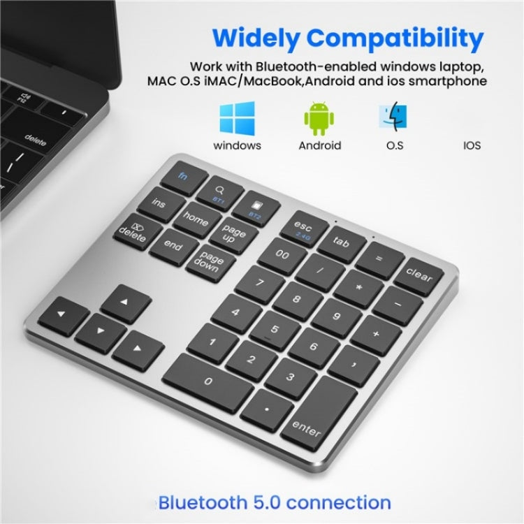 K-35 Computer Laptop Keyboard 35-Keys Tablet Accessories Bluetooth Keypad(Silver) - Mini Keyboard by PMC Jewellery | Online Shopping South Africa | PMC Jewellery | Buy Now Pay Later Mobicred