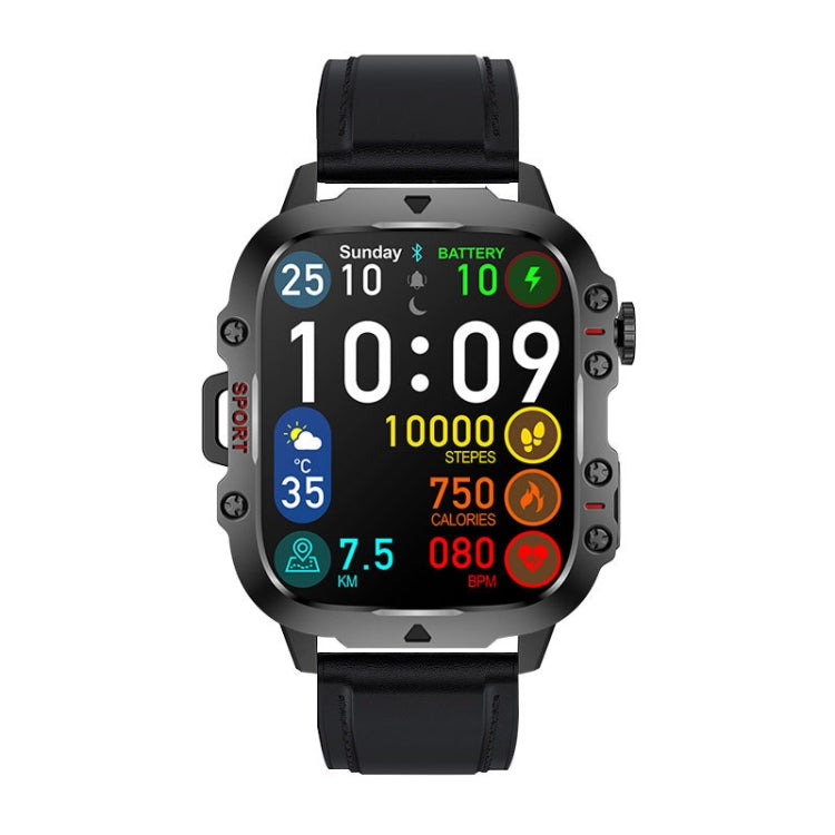 QX11 1.96 inch Color Screen Smart Watch Leather Strap Support Bluetooth Call(Black) - Smart Watches by PMC TechLife | Online Shopping South Africa | PMC TechLife